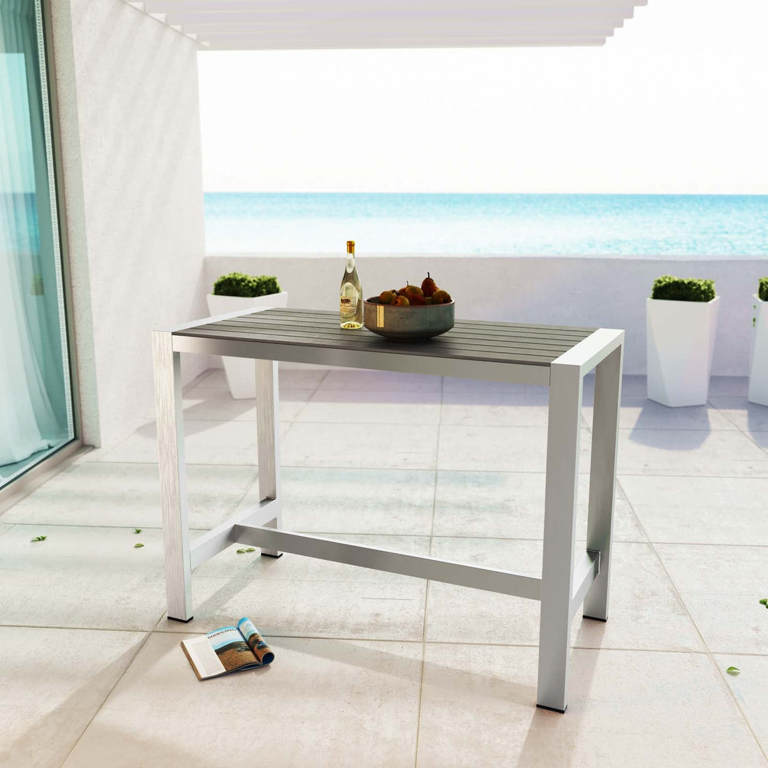 Shore Outdoor Patio Aluminum Rectangle Bar Table By Modway