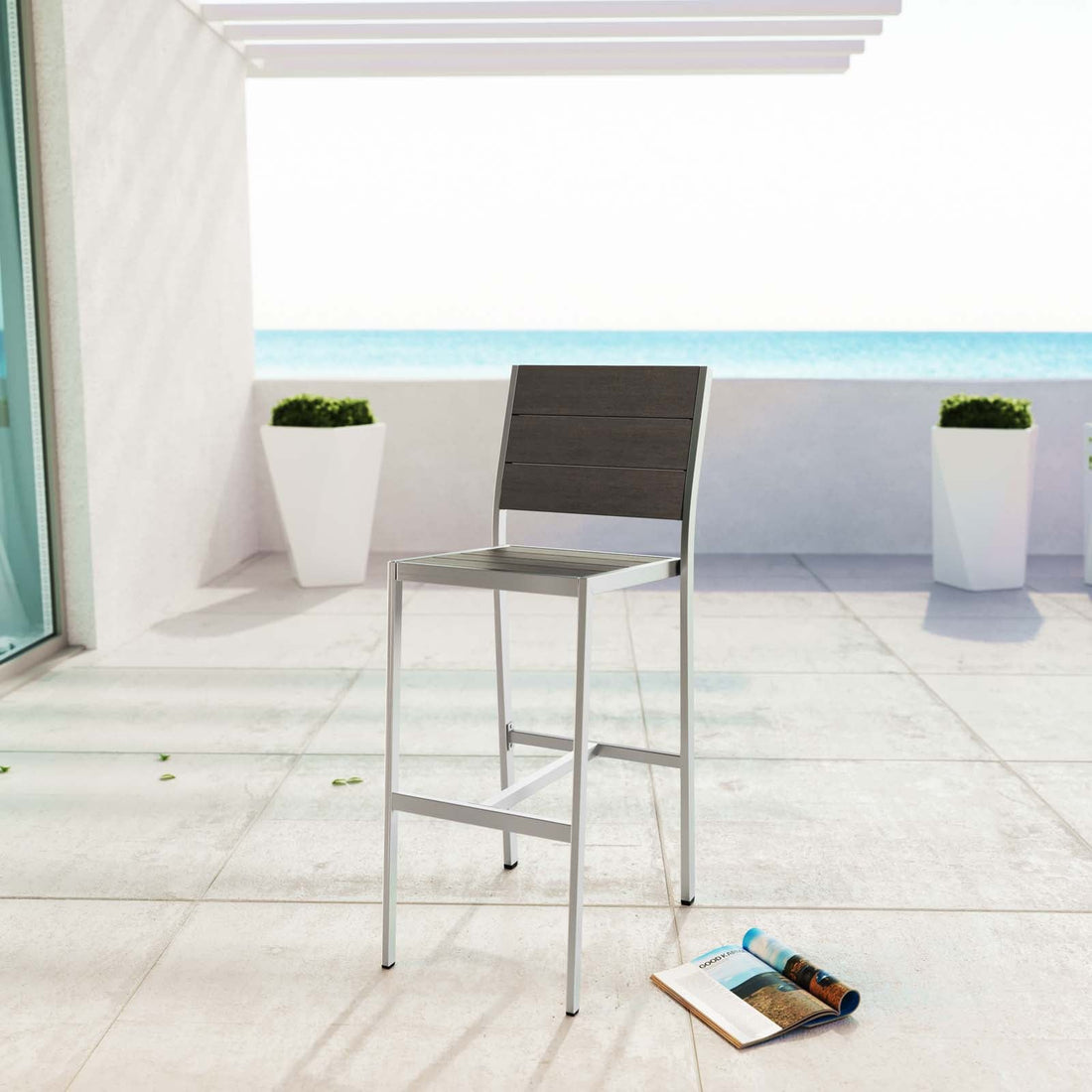 Shore Outdoor Patio Aluminum Armless Bar Stool By Modway