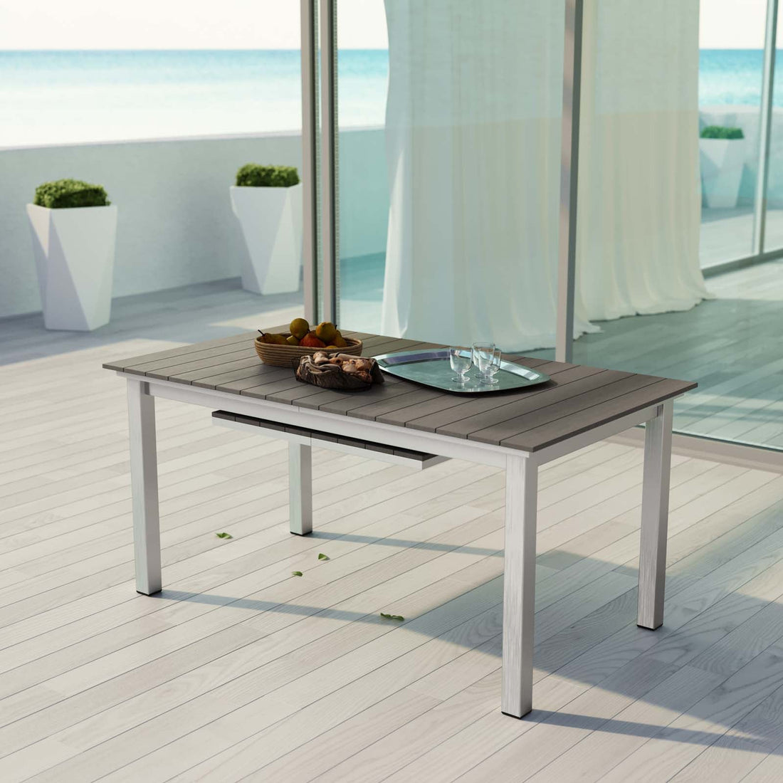 Shore Outdoor Patio Wood Dining Table By Modway