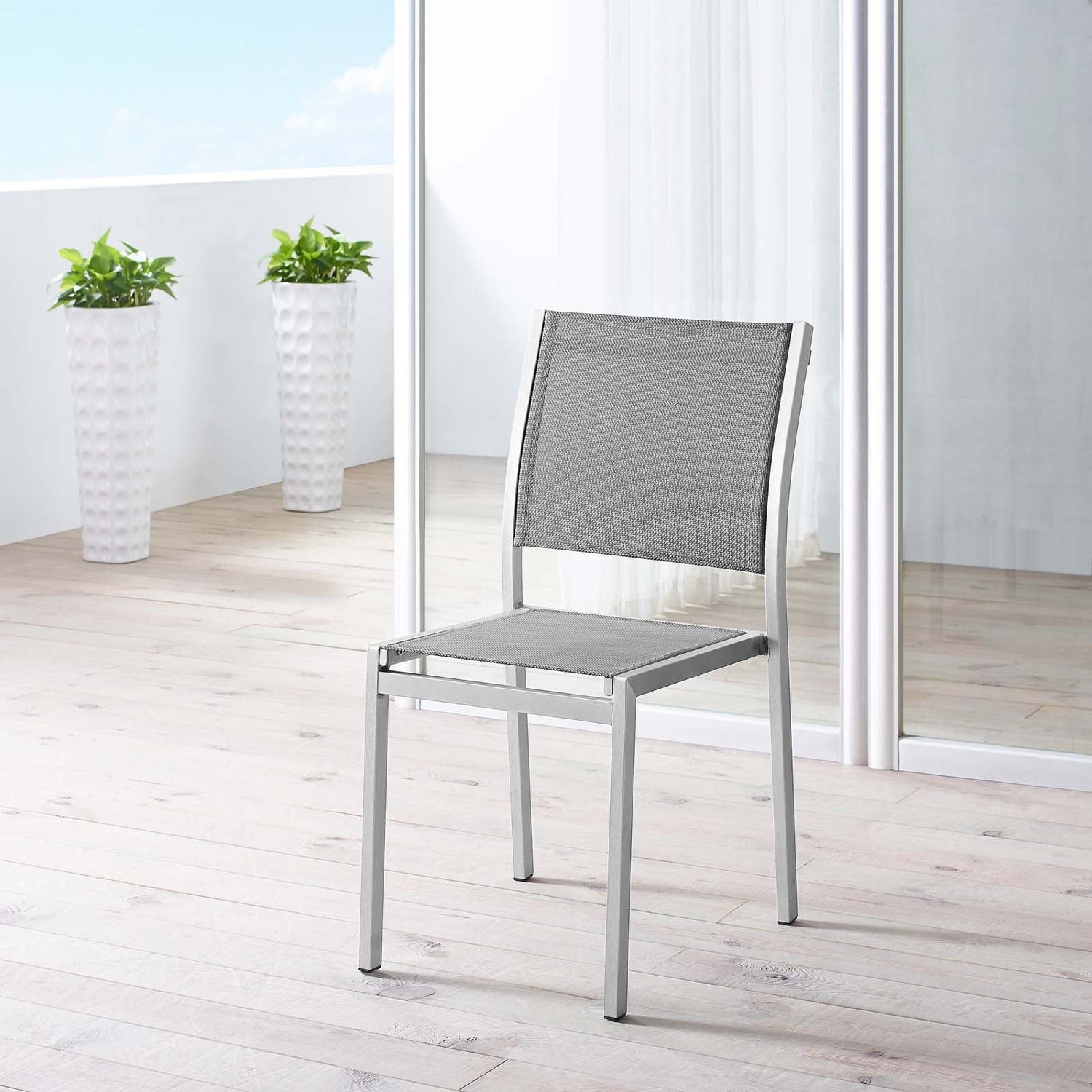 Shore Outdoor Patio Aluminum Side Chair By HouseBean