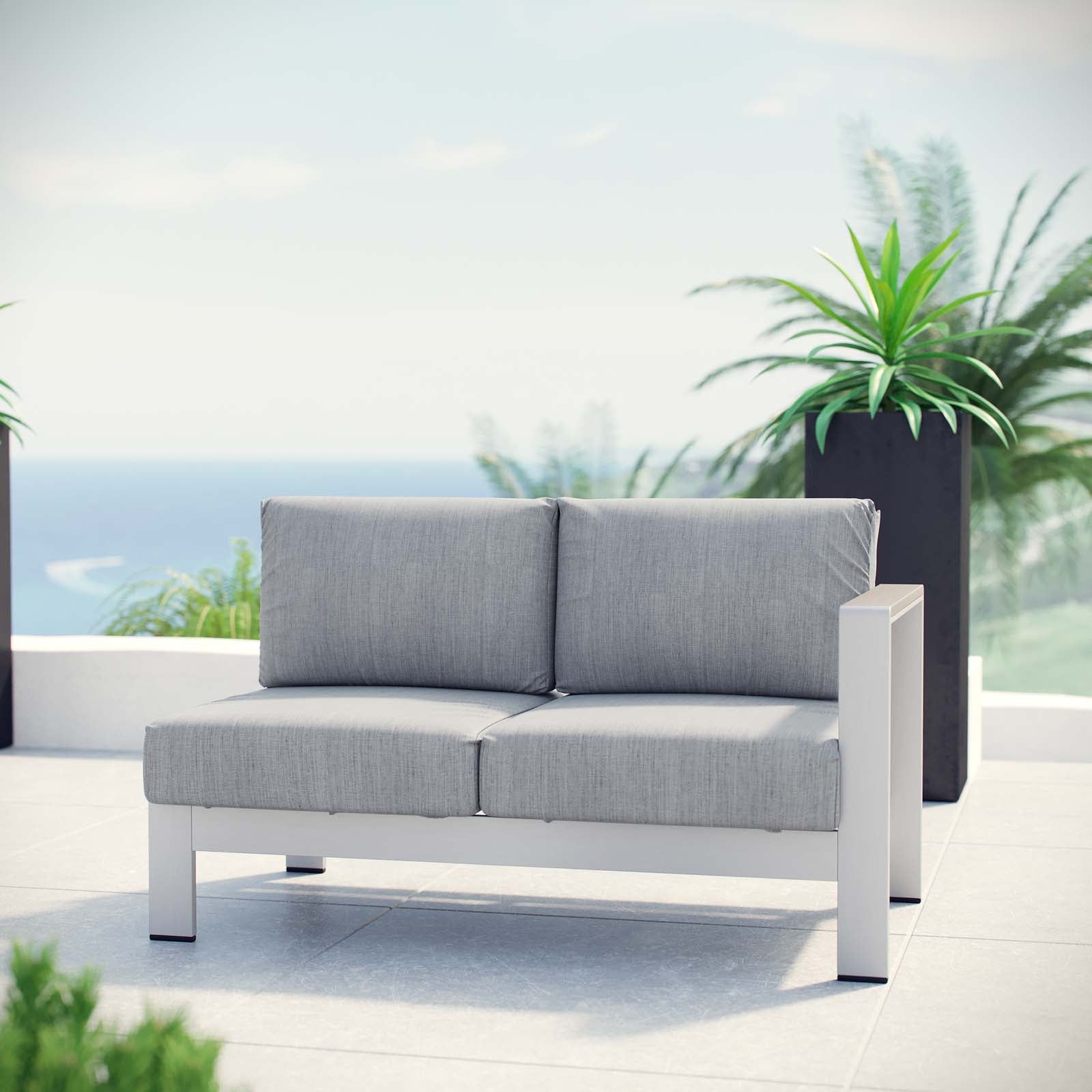 Shore Right-Arm Corner Sectional Outdoor Patio Aluminum Loveseat By HouseBean