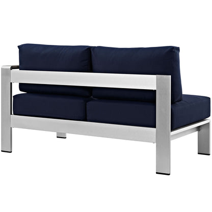 Shore Right-Arm Corner Sectional Outdoor Patio Aluminum Loveseat By HouseBean