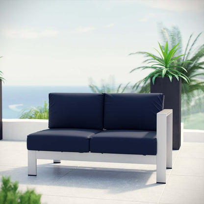 Shore Right-Arm Corner Sectional Outdoor Patio Aluminum Loveseat By HouseBean