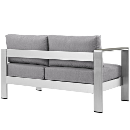 Shore Left-Arm Corner Sectional Outdoor Patio Aluminum Loveseat By HouseBean