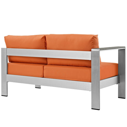 Shore Left-Arm Corner Sectional Outdoor Patio Aluminum Loveseat By HouseBean