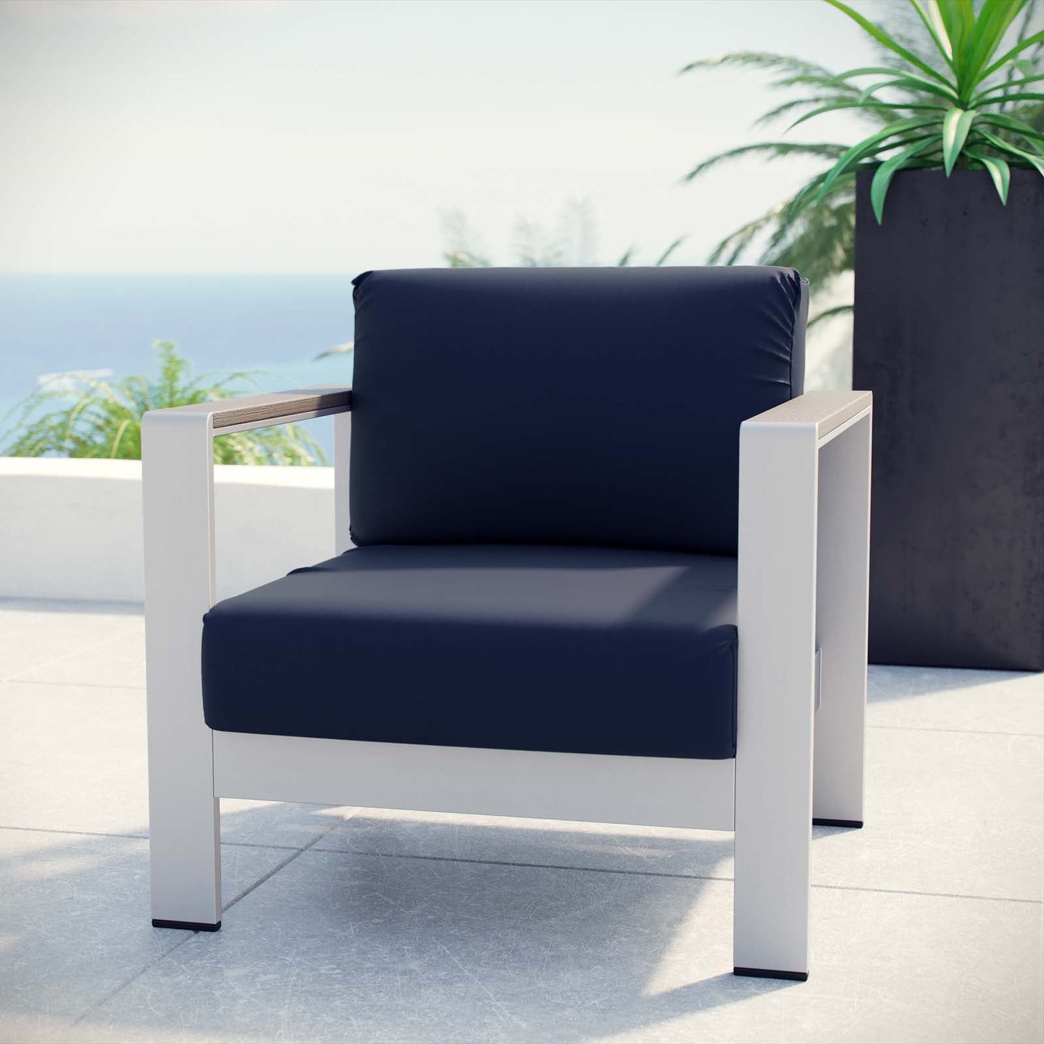 Shore Outdoor Patio Aluminum Armchair By HouseBean