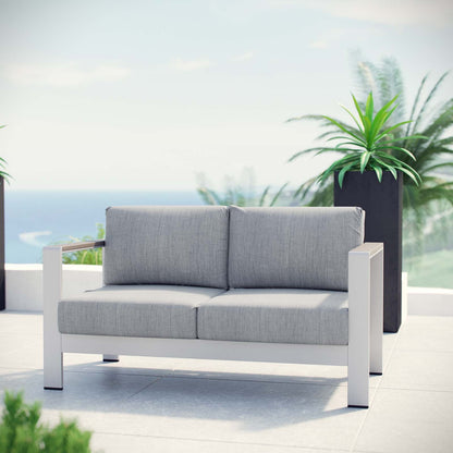 Shore Outdoor Patio Aluminum Loveseat By HouseBean