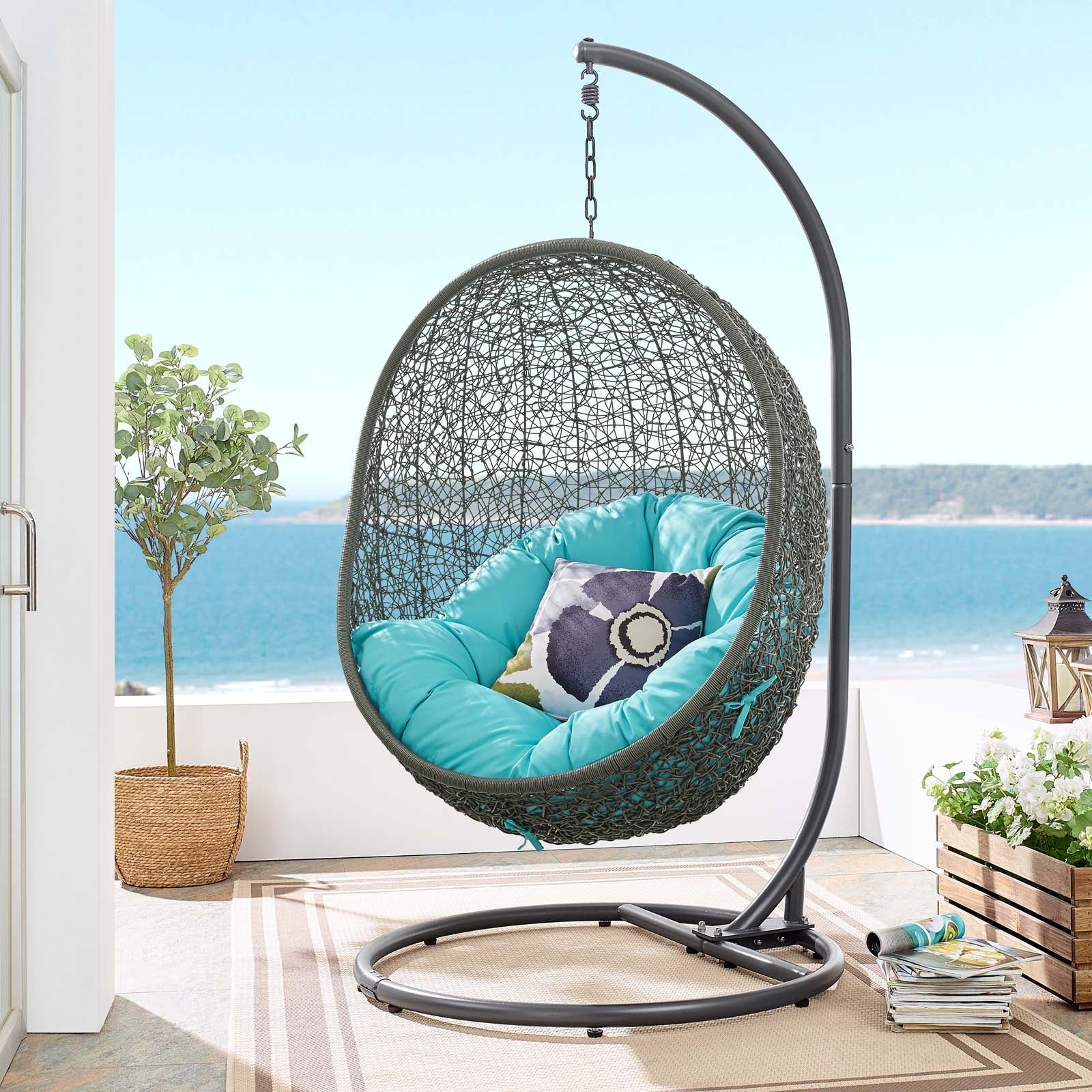 Hide Outdoor Patio Swing Chair With Stand By HouseBean