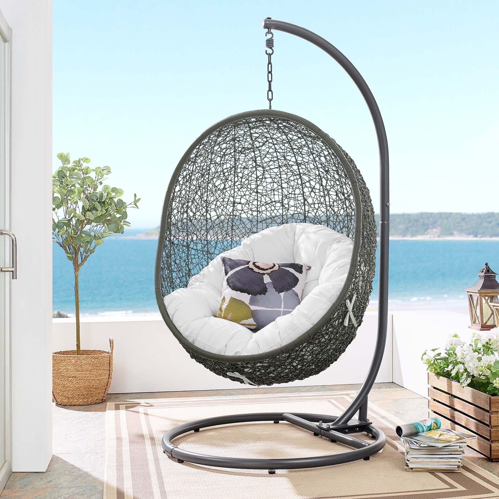 Hide Outdoor Patio Swing Chair With Stand By HouseBean