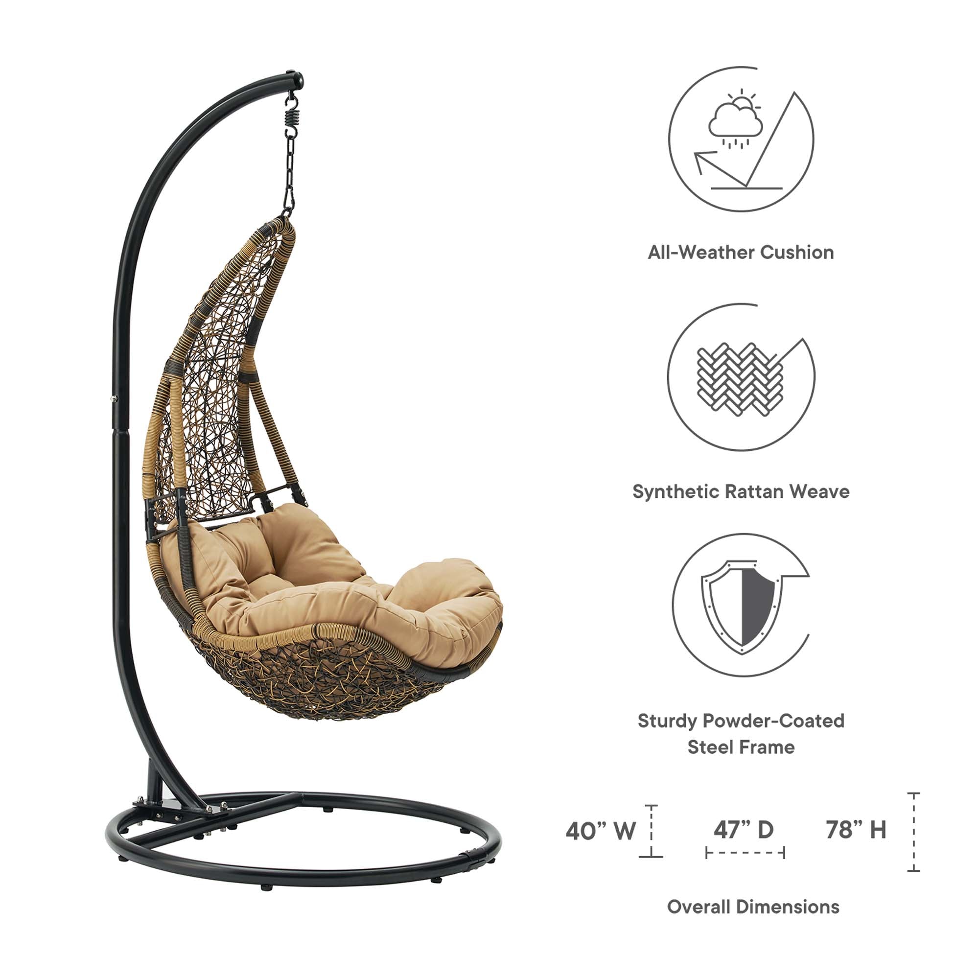 Abate Outdoor Patio Swing Chair With Stand by Modway