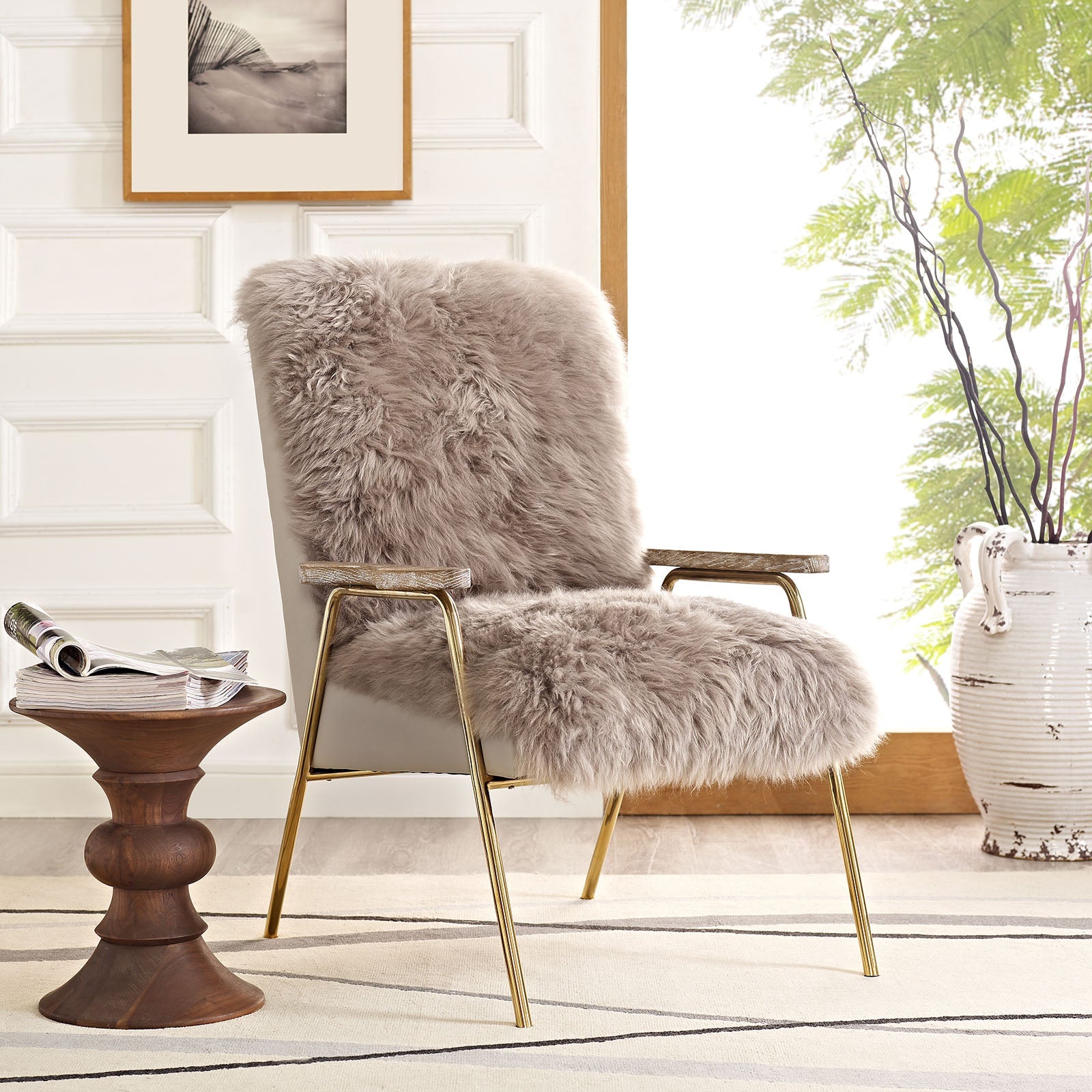 Sprint Sheepskin Armchair by Modway