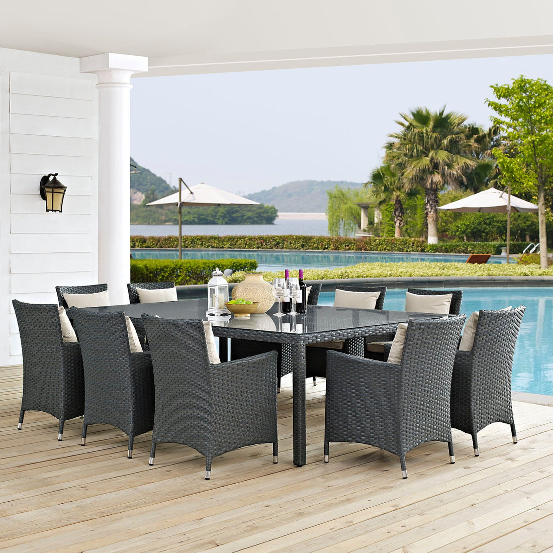 Sojourn 11 Piece Outdoor Patio Sunbrella¬¨√Ü Dining Set By HouseBean