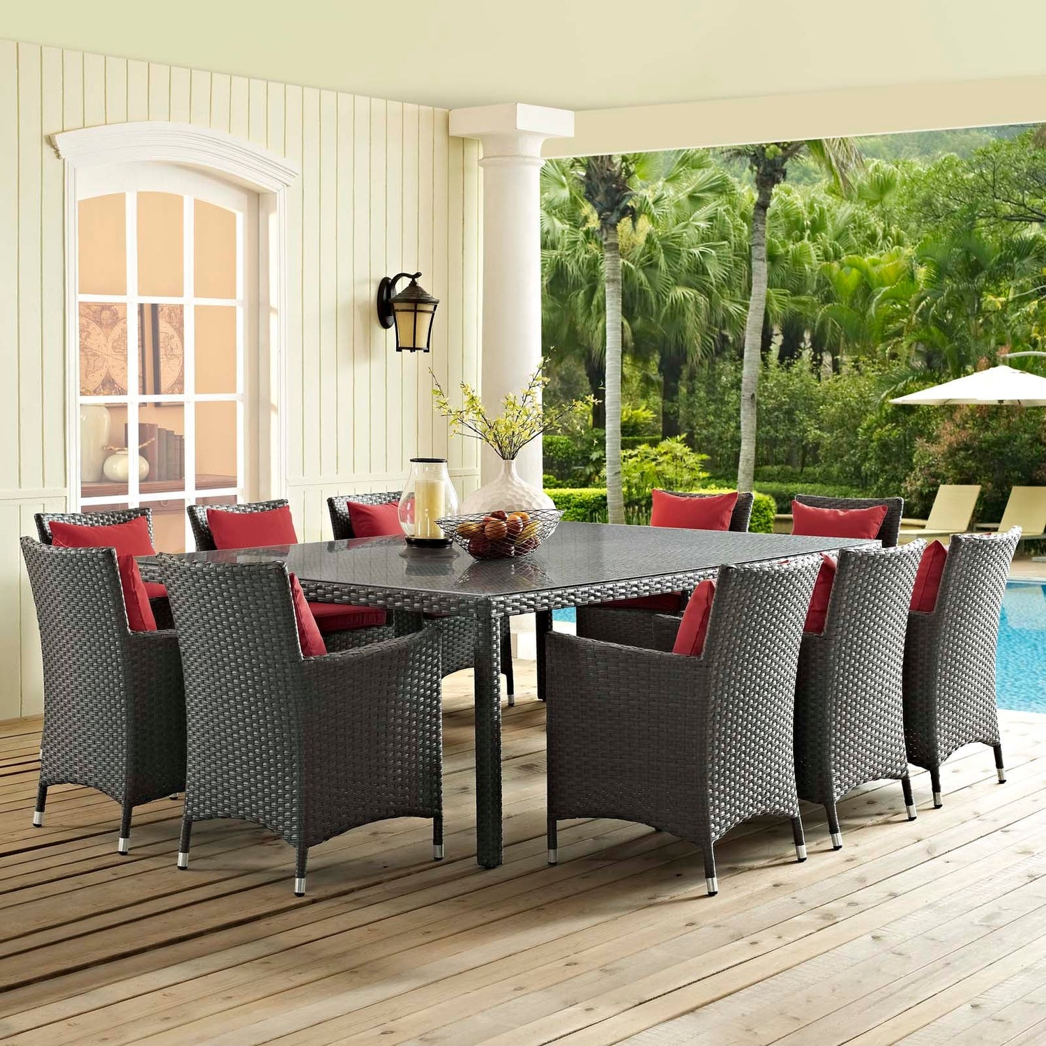 Sojourn 11 Piece Outdoor Patio Sunbrella¬¨√Ü Dining Set By HouseBean