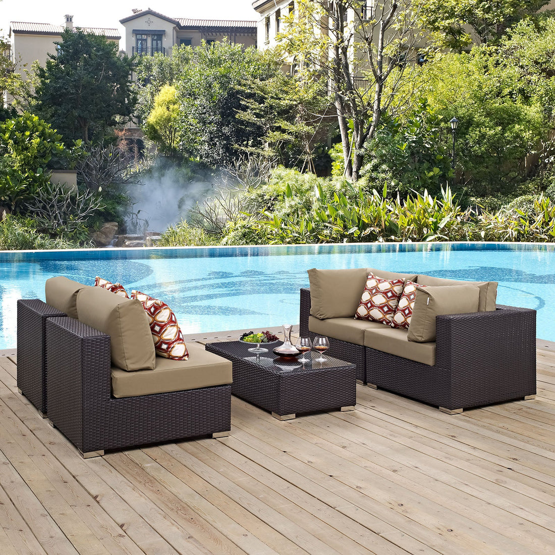 Convene 5 Piece Outdoor Patio Sectional Set by Modway