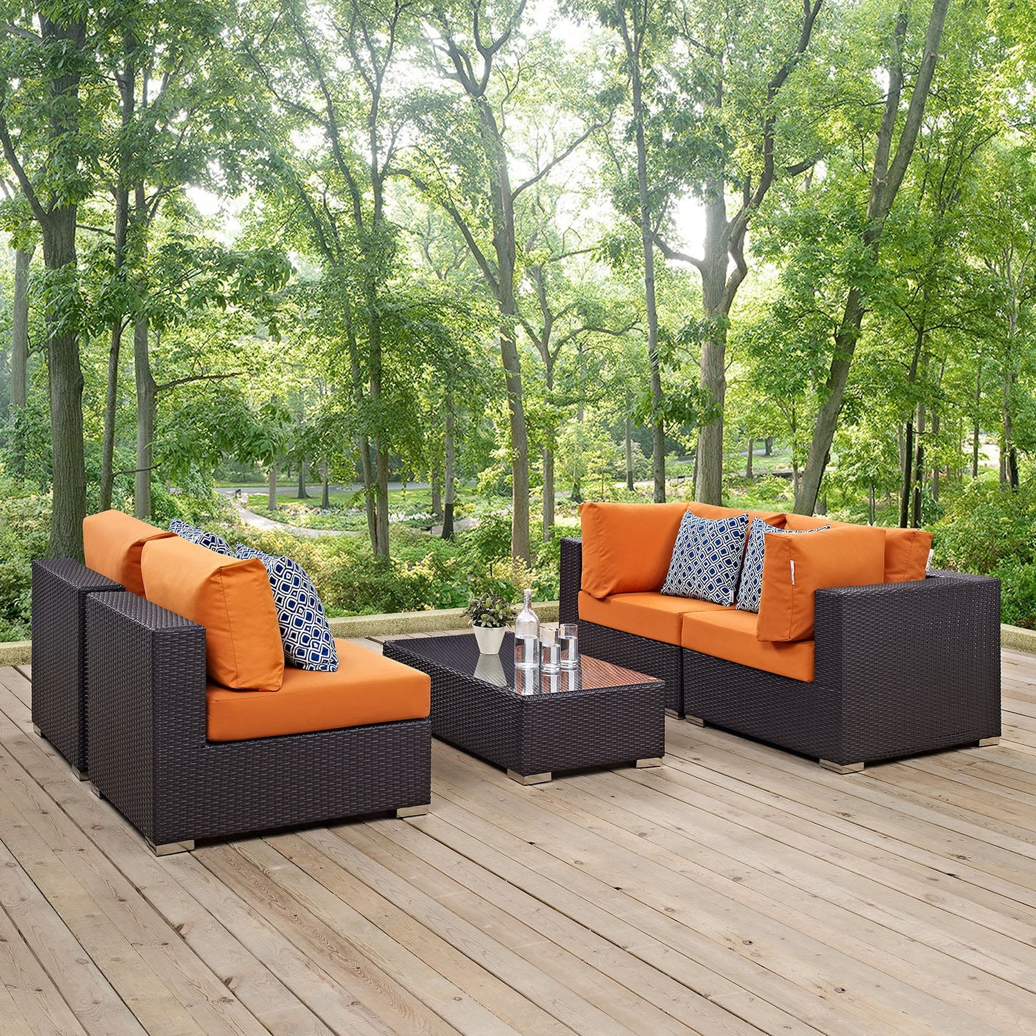 Convene 5 Piece Outdoor Patio Sectional Set by Modway