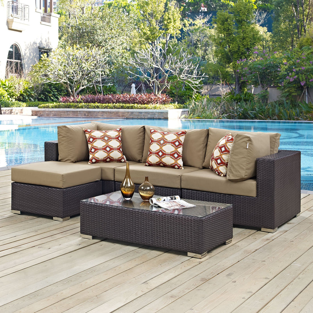 Convene 5 Piece Outdoor Patio Sectional Set by Modway