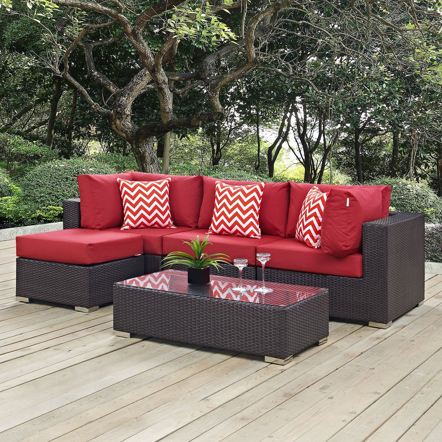 Convene 5 Piece Outdoor Patio Sectional Set by Modway