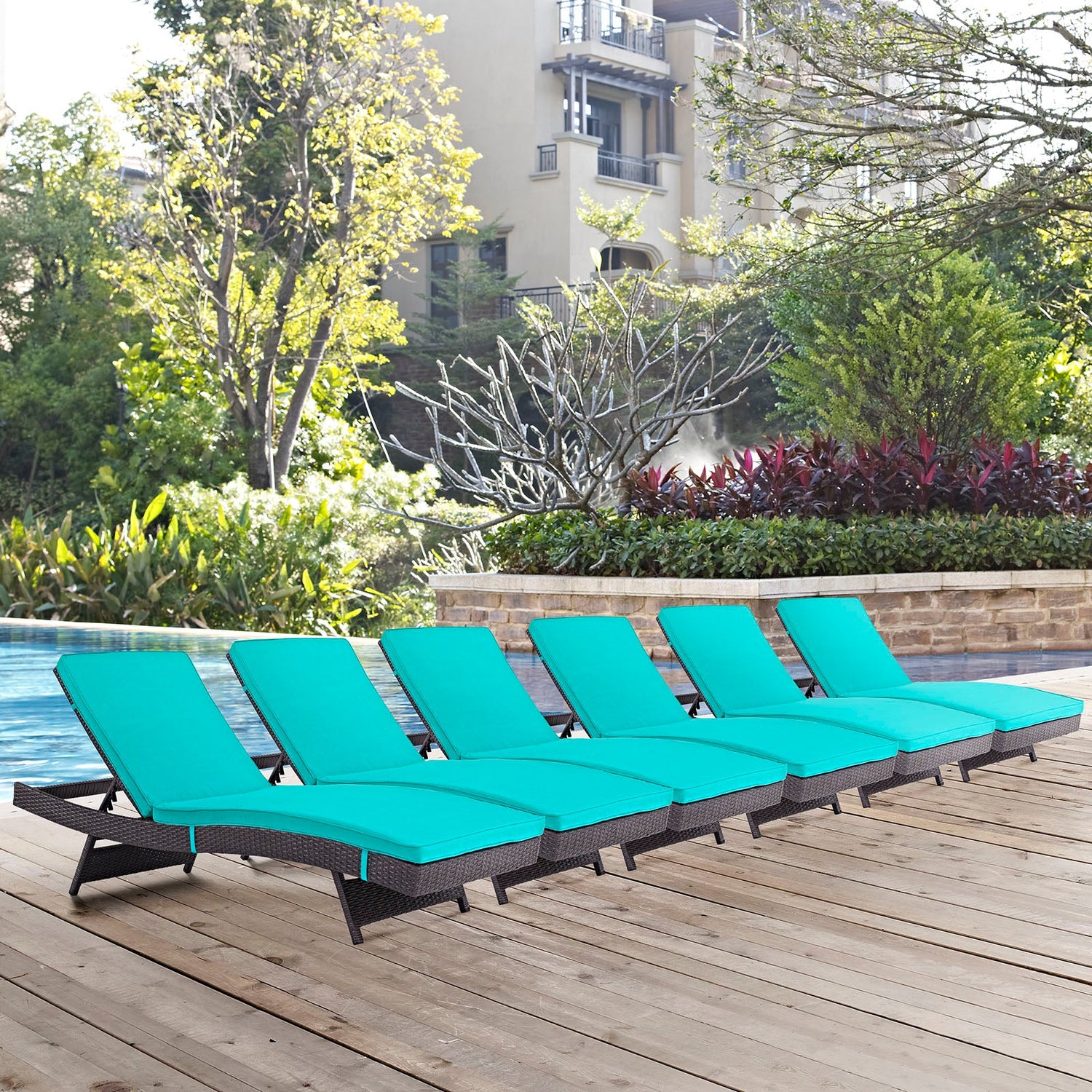 Convene Chaise Outdoor Patio Set of 6 by Modway