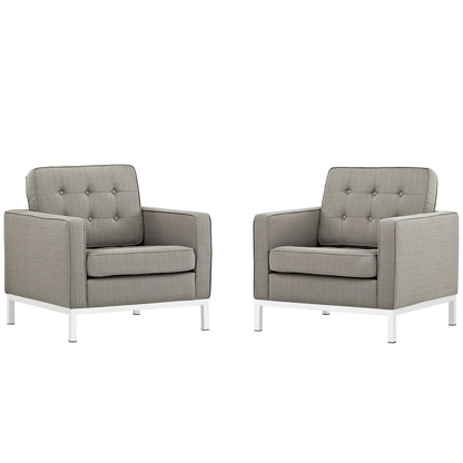 Loft Armchairs Upholstered Fabric Set of 2 by Modway