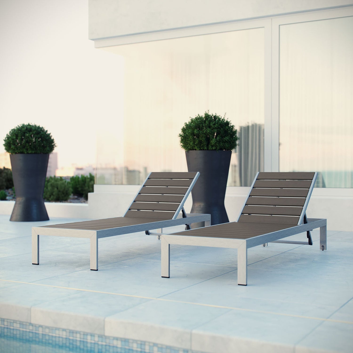 Shore Chaise Outdoor Patio Aluminum Set of 2 by Modway