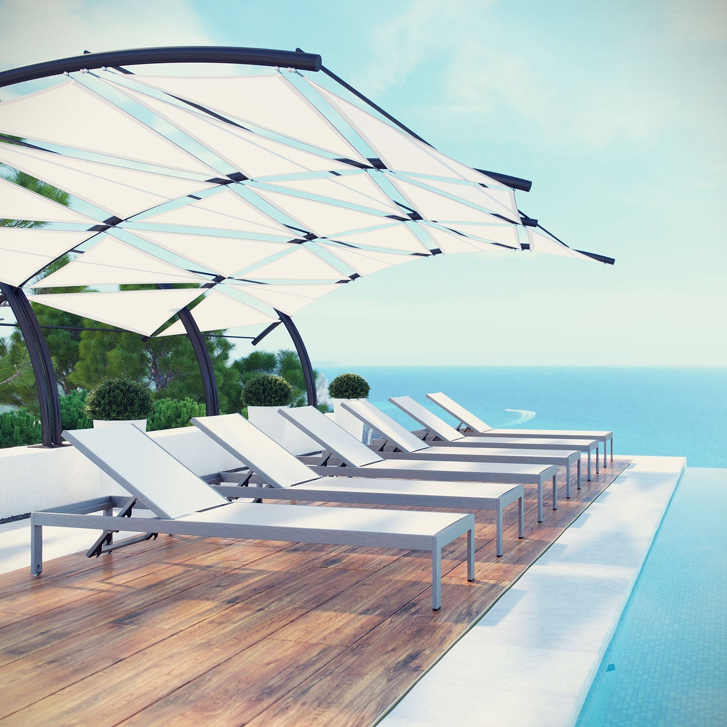 Shore Chaise Outdoor Patio Aluminum Set of 6 by Modway