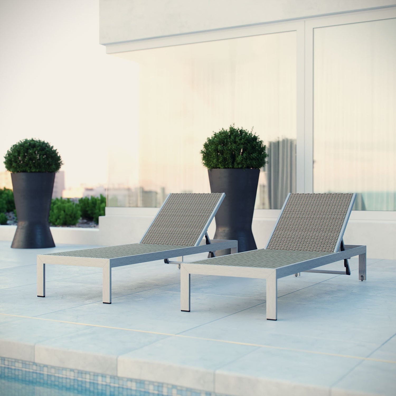 Shore Chaise Outdoor Patio Aluminum Set of 2 by Modway