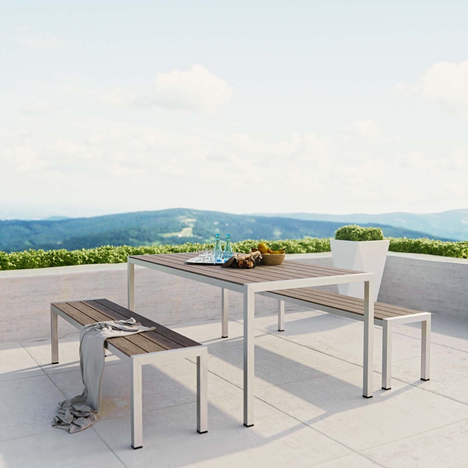 Shore 3 Piece Outdoor Patio Aluminum Dining Set By HouseBean