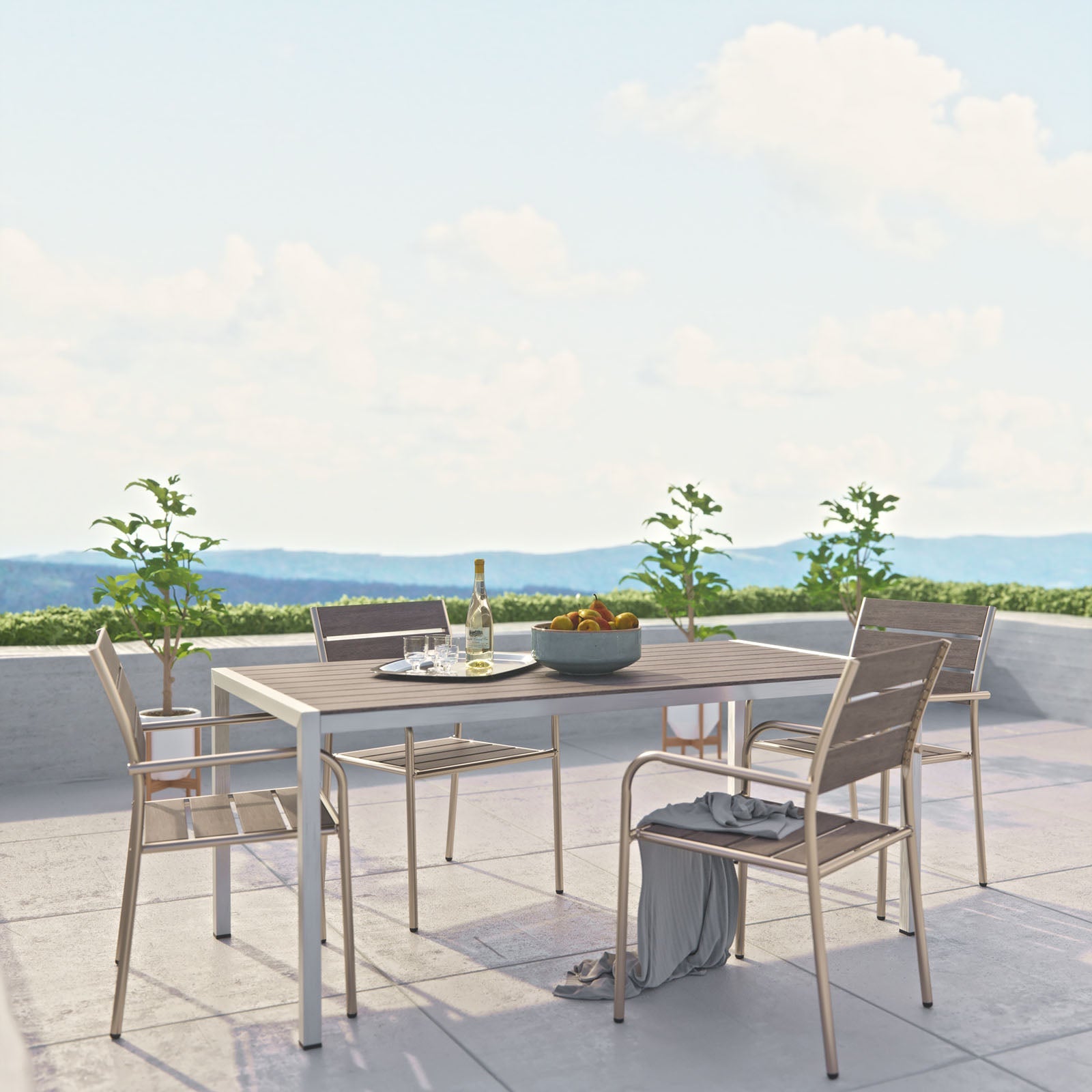 Shore 5 Piece Outdoor Patio Aluminum Dining Set by Modway