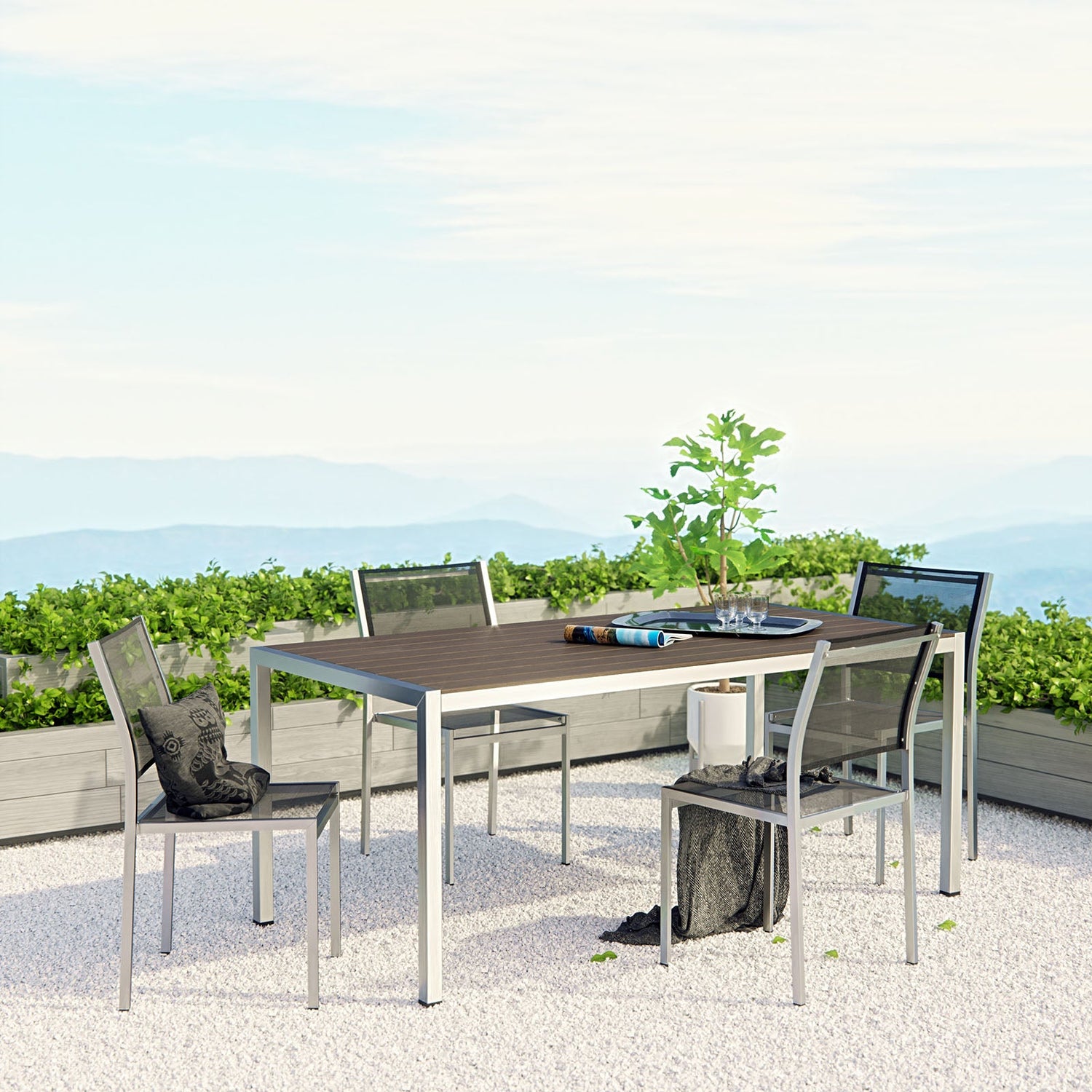 Shore 5 Piece Outdoor Patio Aluminum Dining Set by Modway