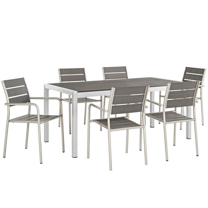 Shore 7 Piece Outdoor Patio Aluminum Dining Set By HouseBean