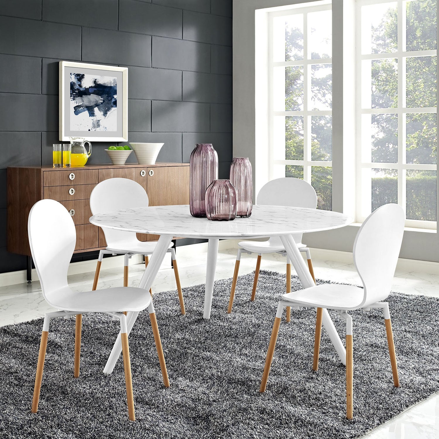 Lippa Round Artificial Marble Dining Table with Tripod Base by Modway