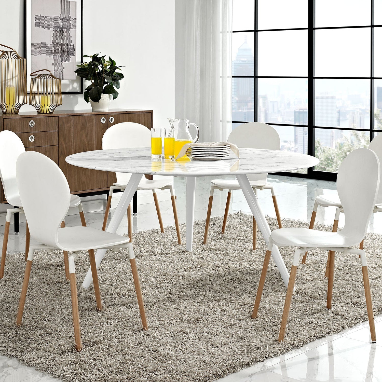 Lippa Round Artificial Marble Dining Table with Tripod Base by Modway