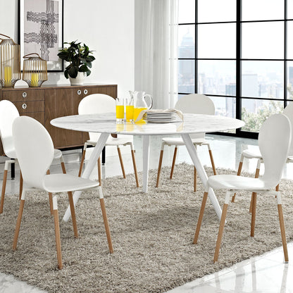Lippa Round Artificial Marble Dining Table with Tripod Base by Modway