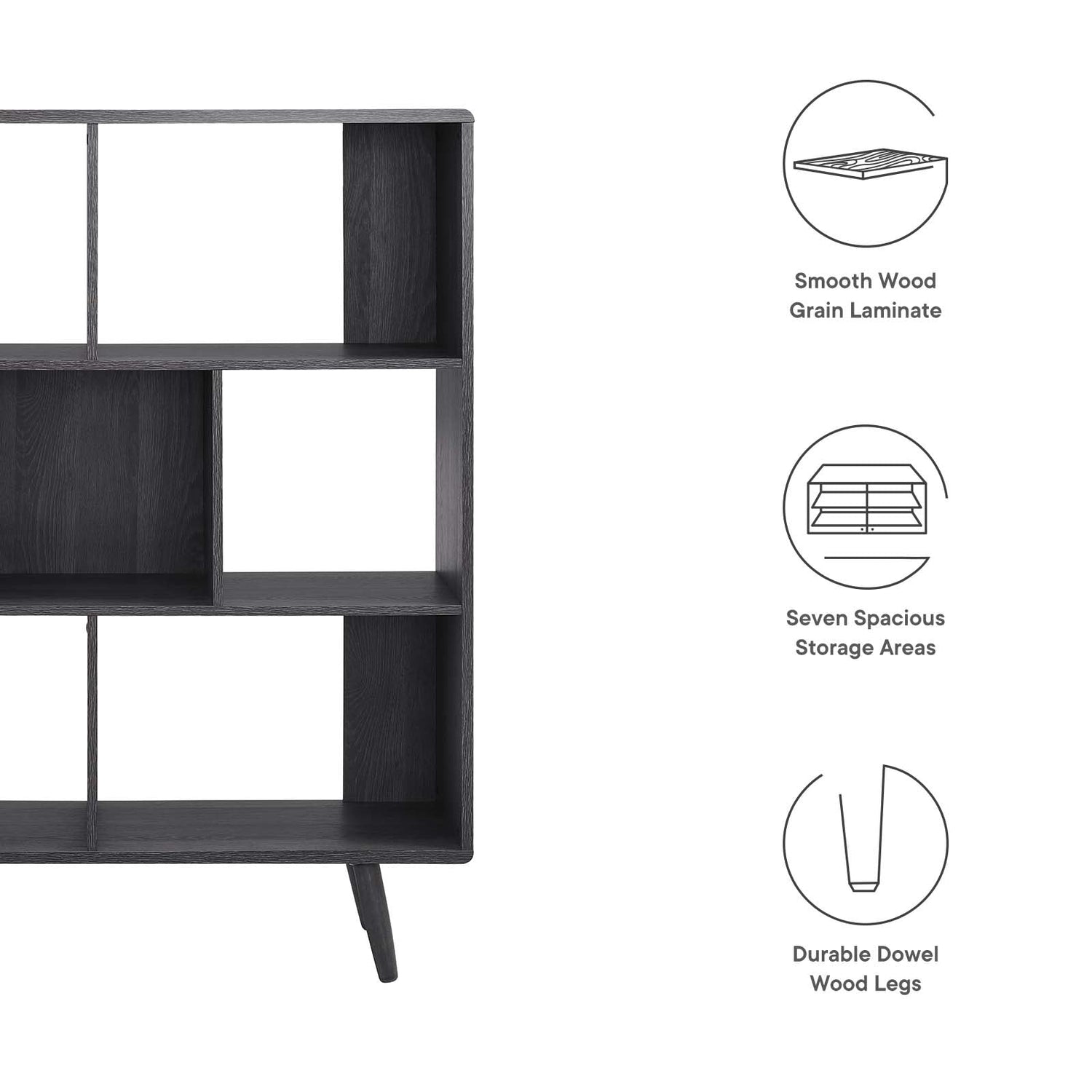 Transmit 7 Shelf Wood Grain Bookcase By HouseBean