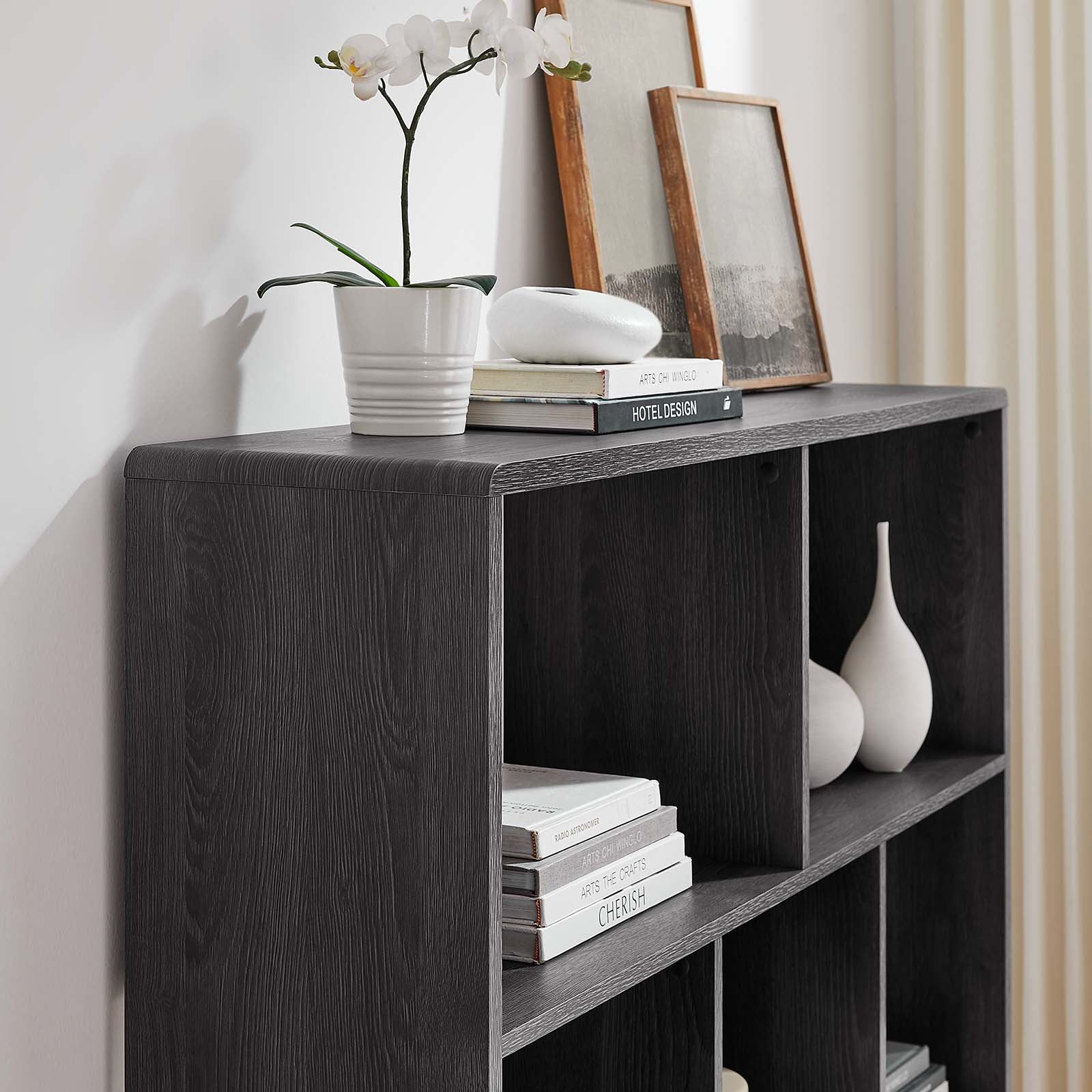 Transmit 7 Shelf Wood Grain Bookcase By HouseBean