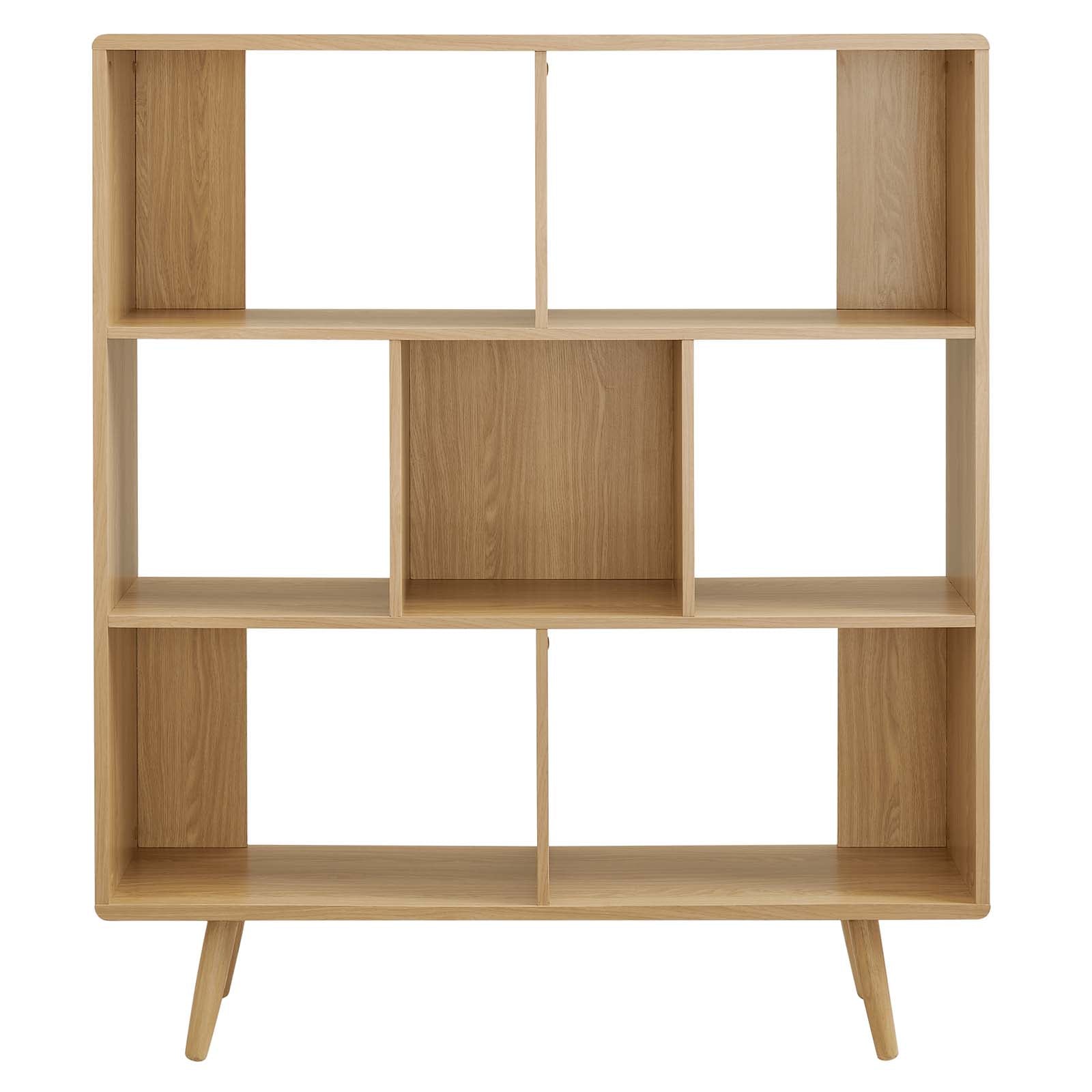 Transmit 7 Shelf Wood Grain Bookcase By HouseBean