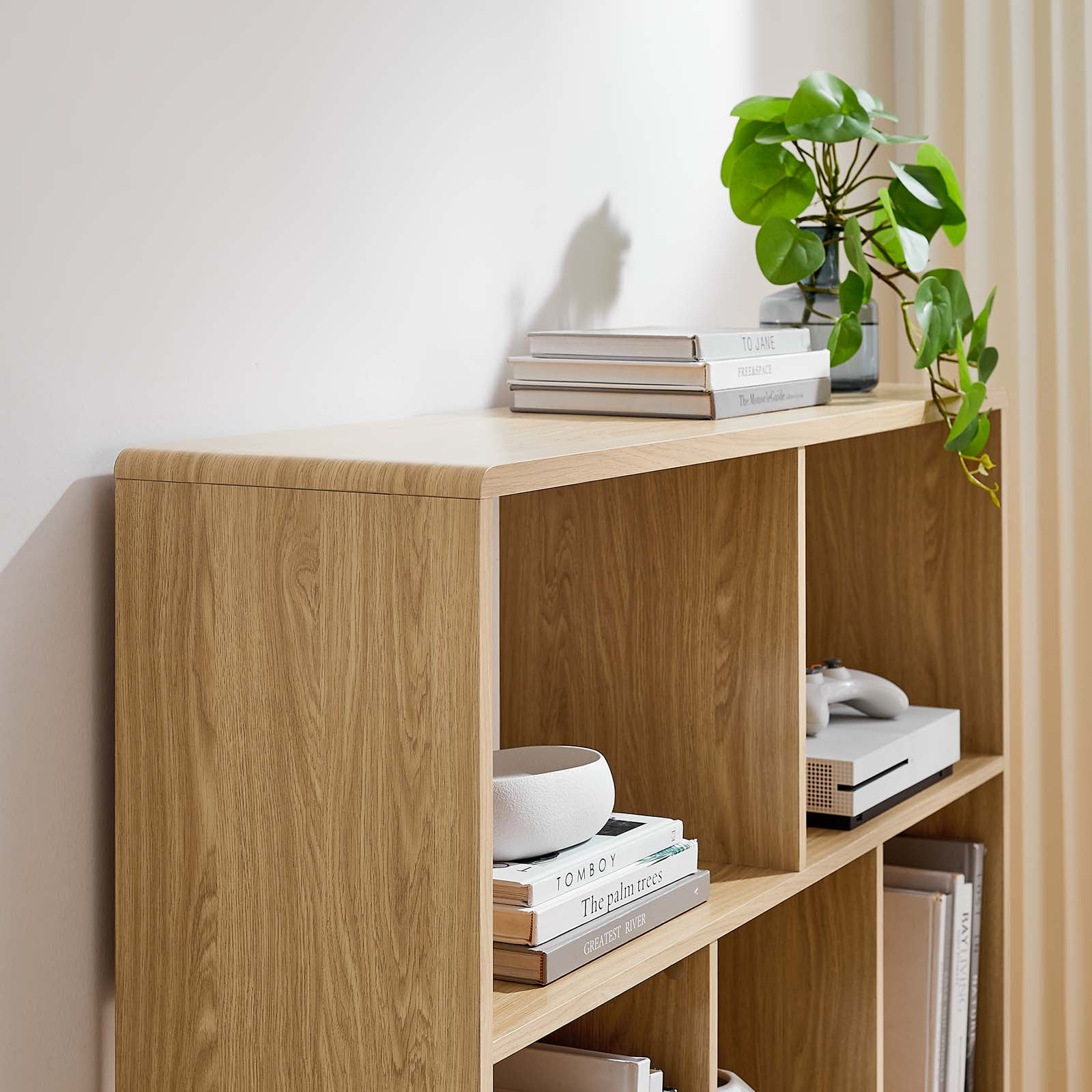 Transmit 7 Shelf Wood Grain Bookcase By HouseBean