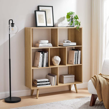 Transmit 7 Shelf Wood Grain Bookcase By HouseBean