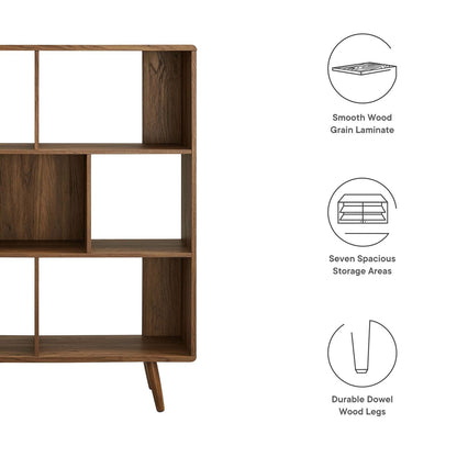 Transmit 7 Shelf Wood Grain Bookcase By HouseBean