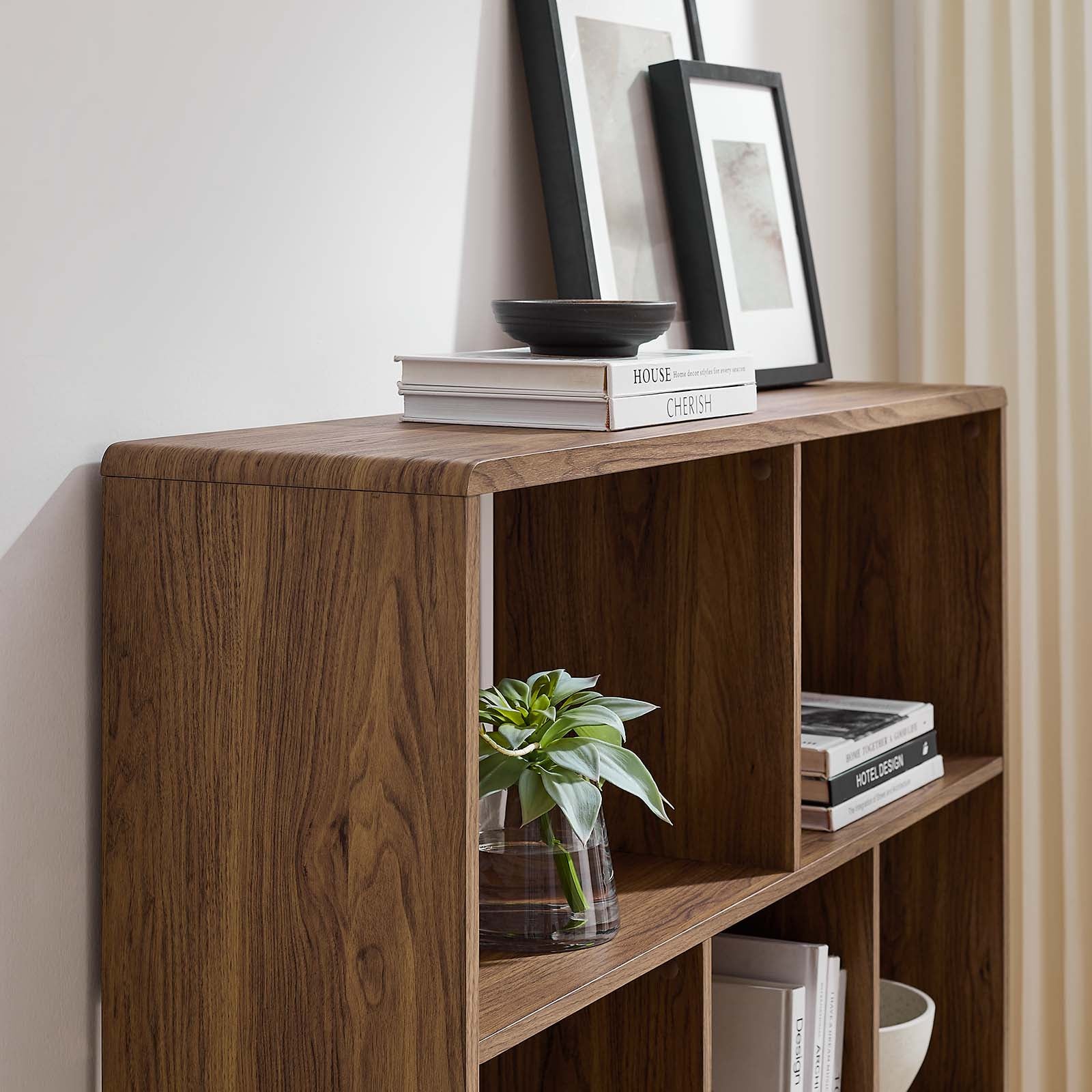 Transmit 7 Shelf Wood Grain Bookcase By HouseBean