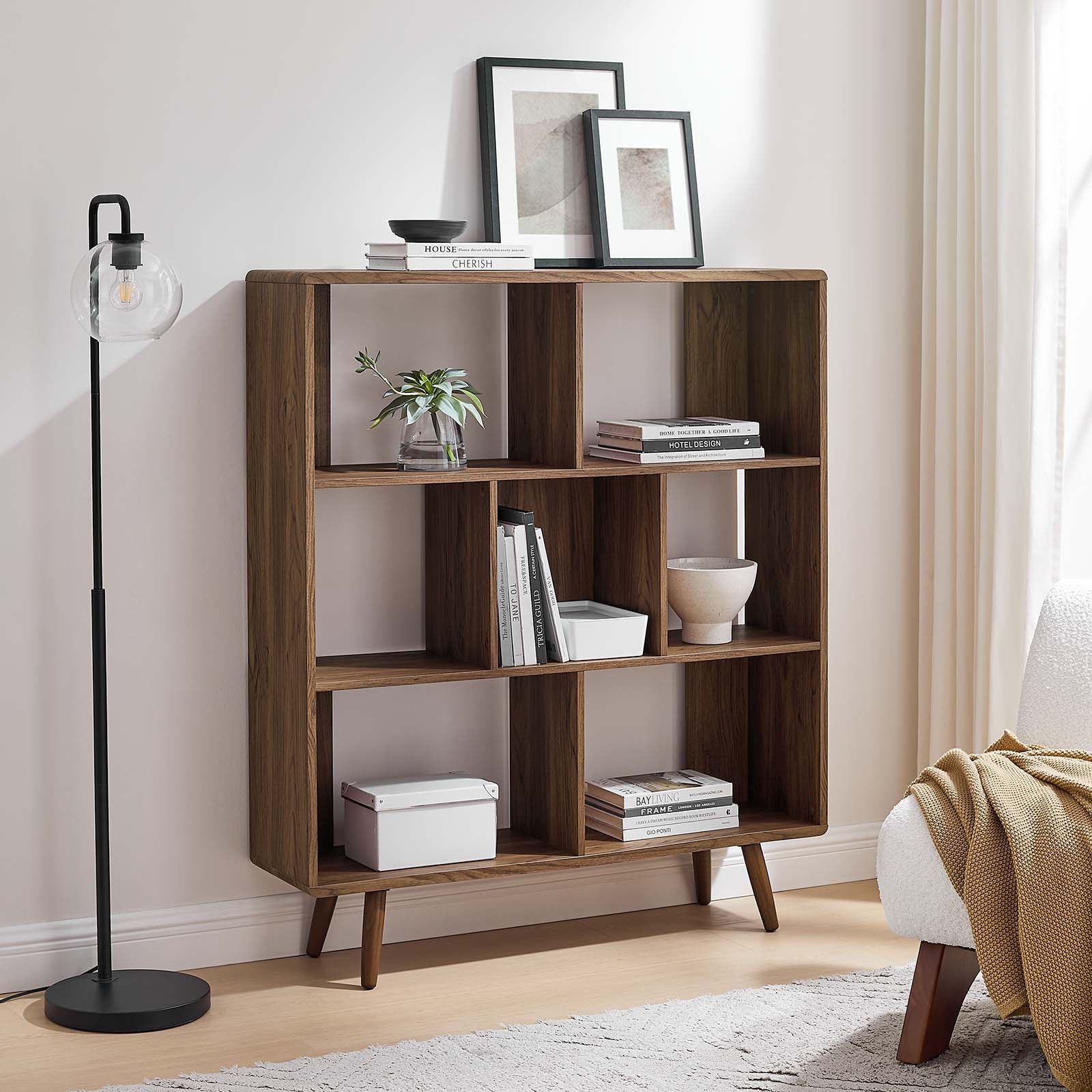 Transmit 7 Shelf Wood Grain Bookcase By HouseBean