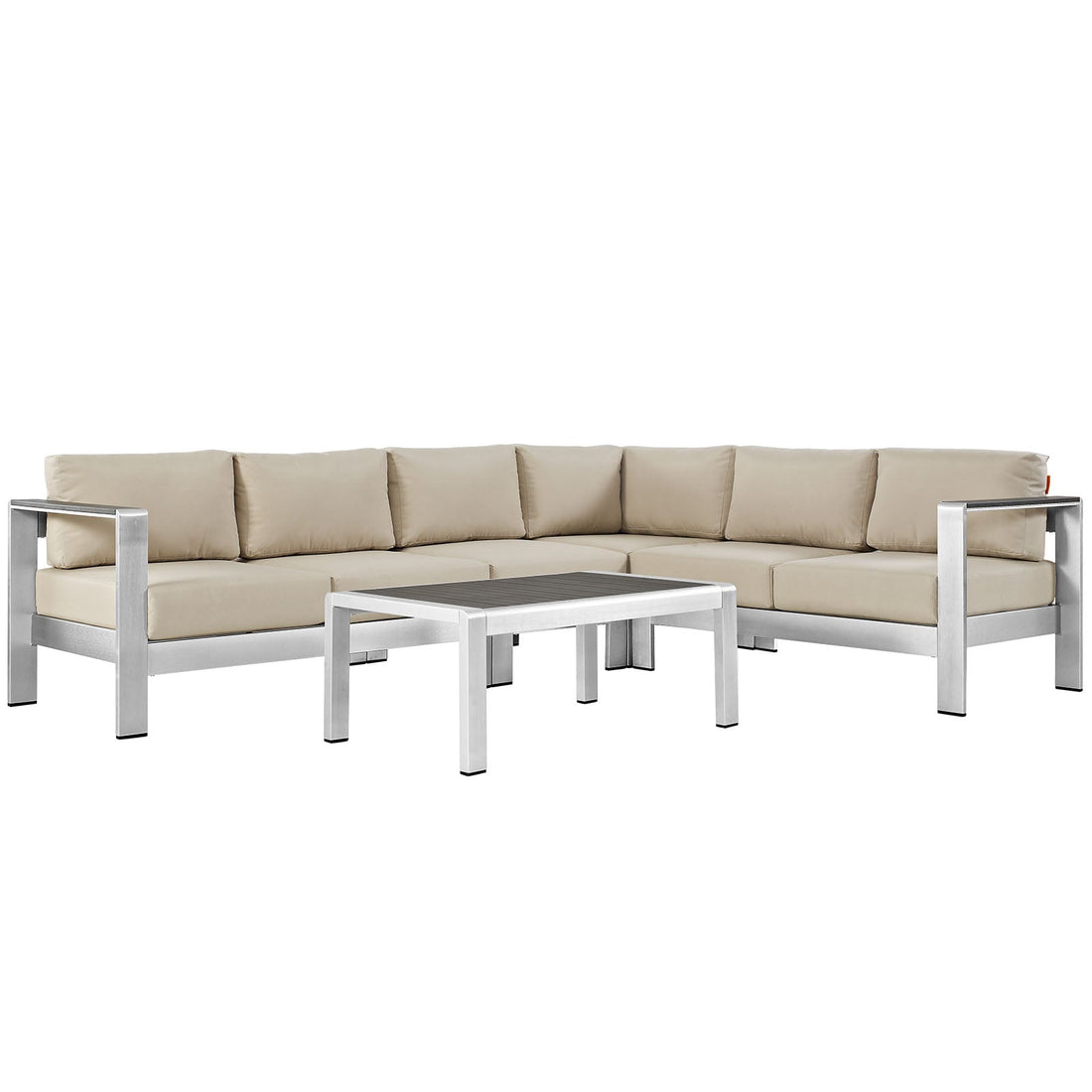 Shore 5 Piece Outdoor Patio Aluminum Sectional Sofa Set By HouseBean