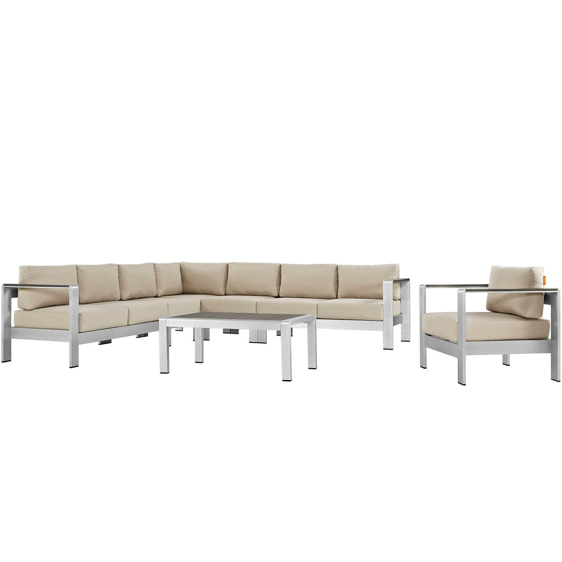 Shore 7 Piece Outdoor Patio Aluminum Sectional Sofa Set By HouseBean