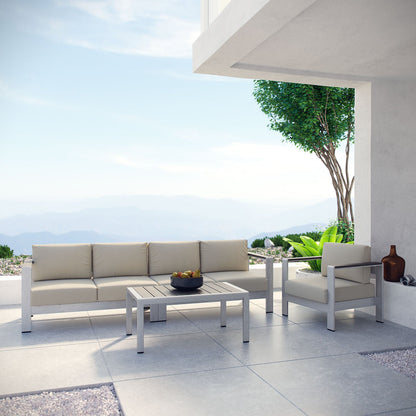 Shore 4 Piece Outdoor Patio Aluminum Sectional Sofa Set by Modway