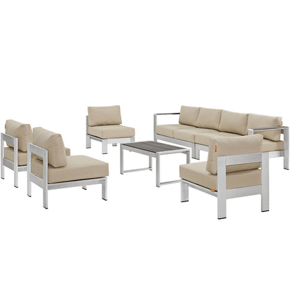 Shore 7 Piece Outdoor Patio Sectional Sofa Set By HouseBean