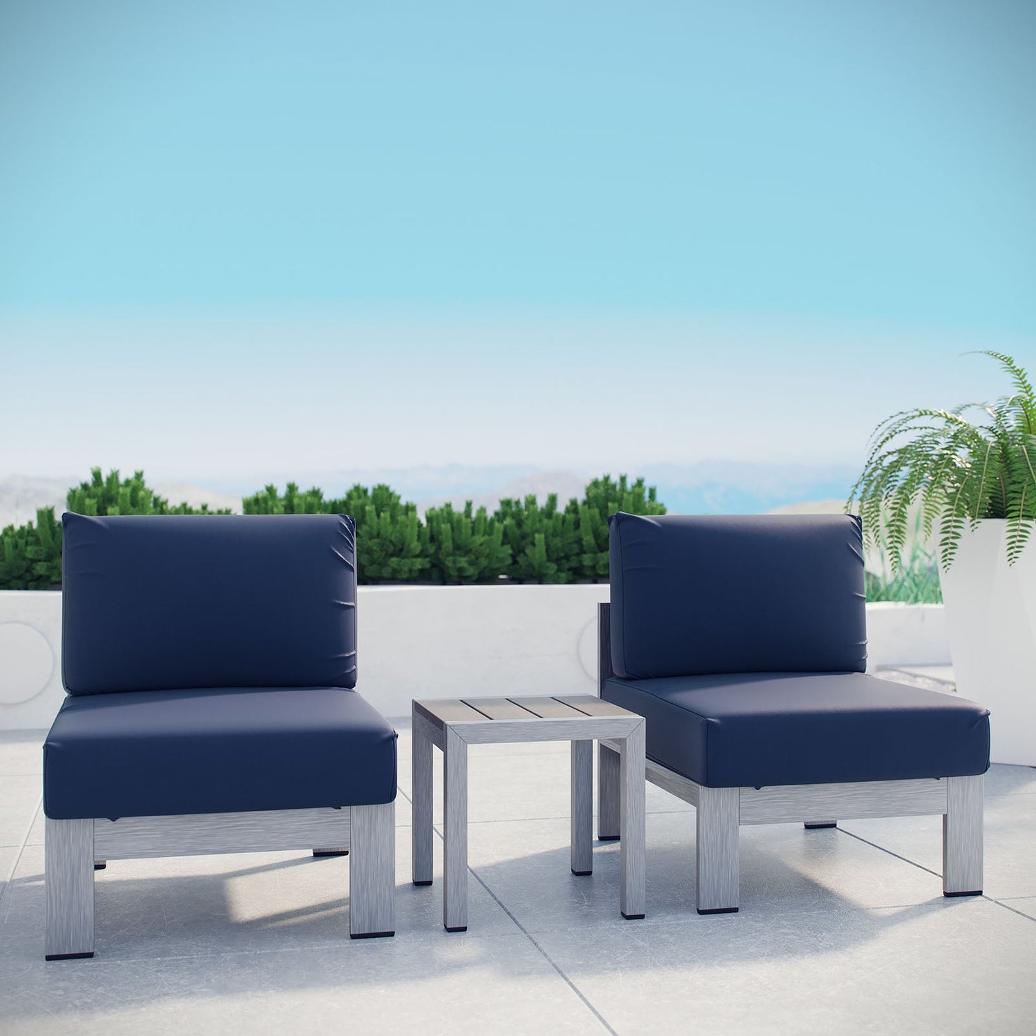 Shore 3 Piece Outdoor Patio Aluminum Sectional Sofa Set By HouseBean