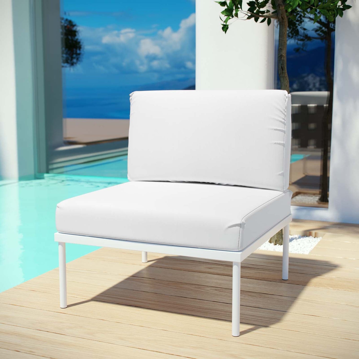 Harmony Armless Outdoor Patio Aluminum Chair By HouseBean