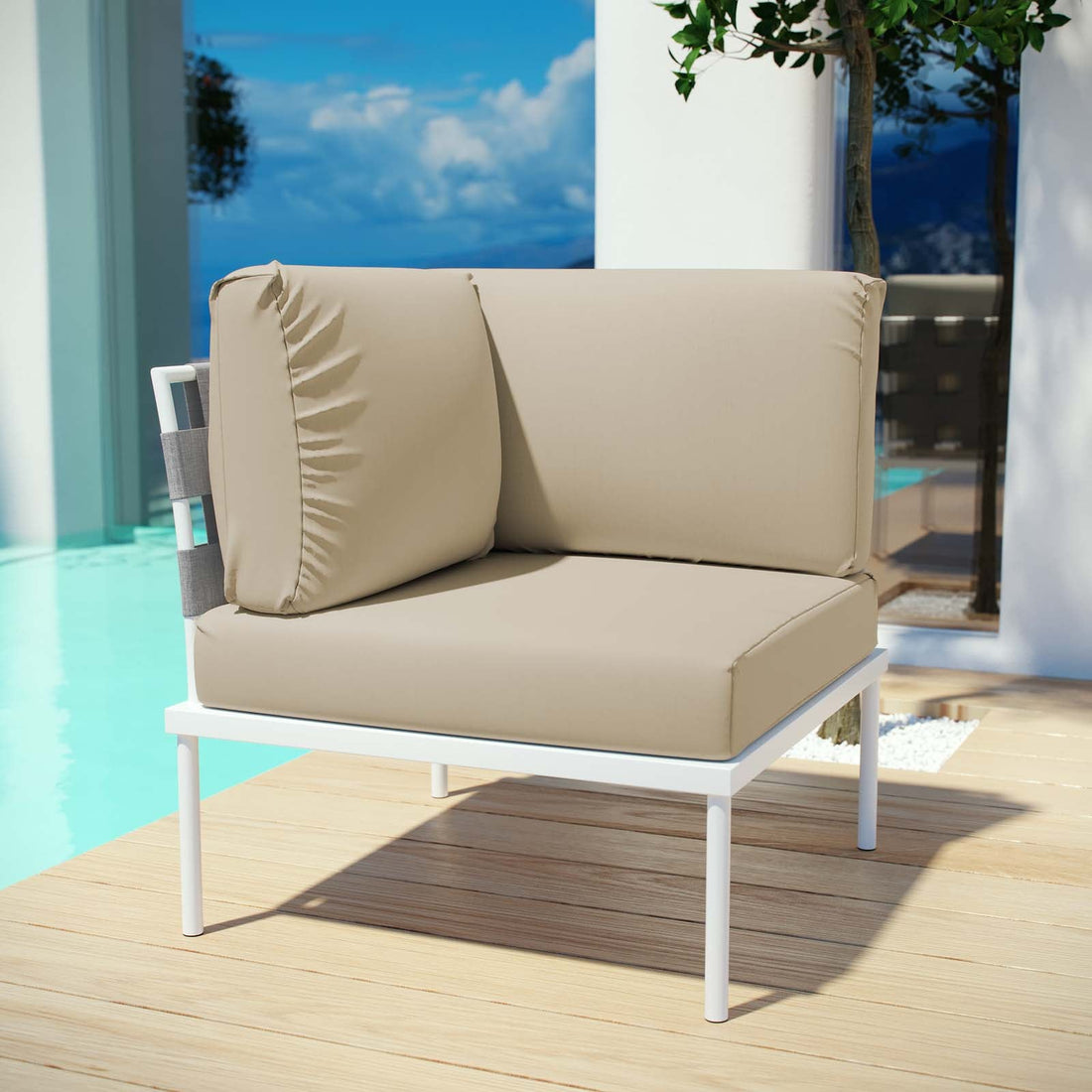 Harmony Outdoor Patio Aluminum Corner Sofa By HouseBean