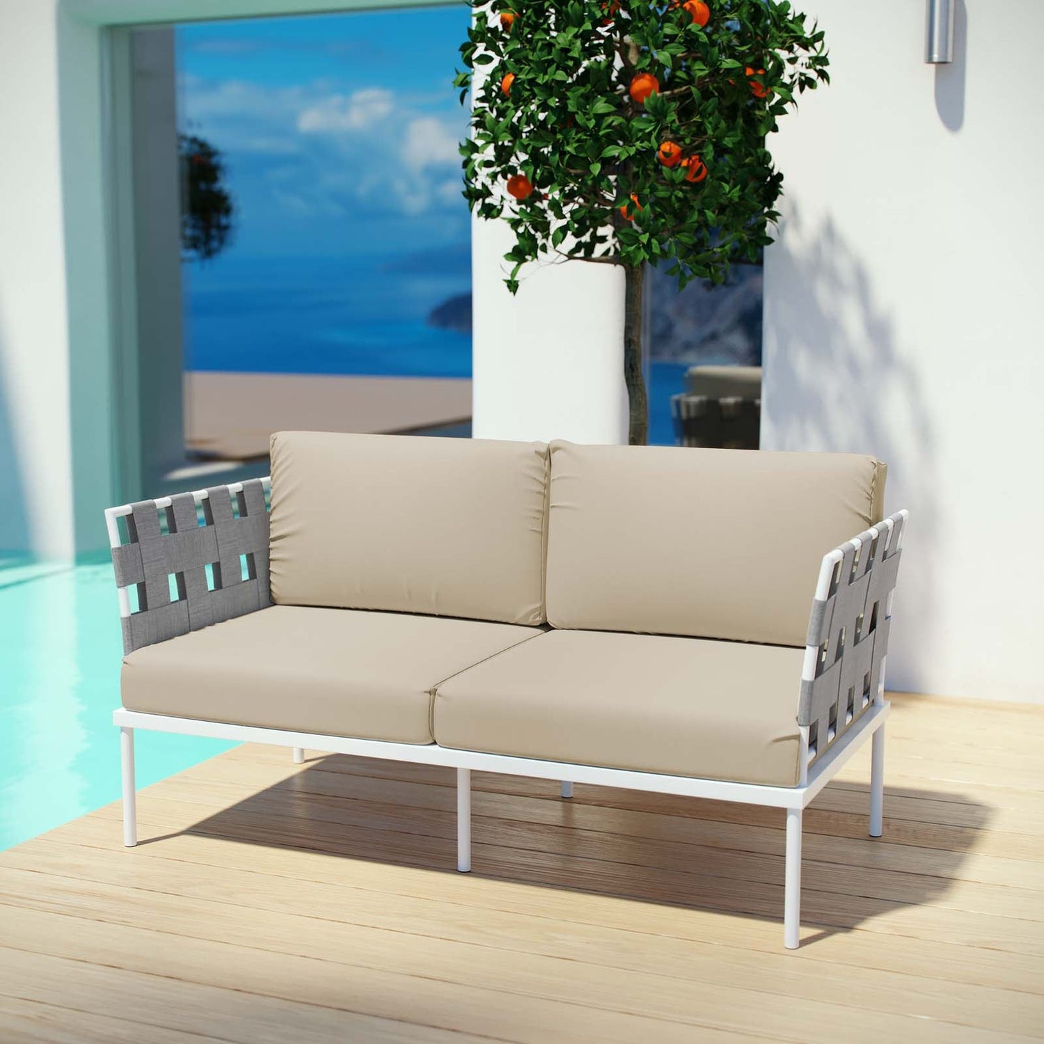 Harmony Outdoor Patio Aluminum Loveseat By HouseBean