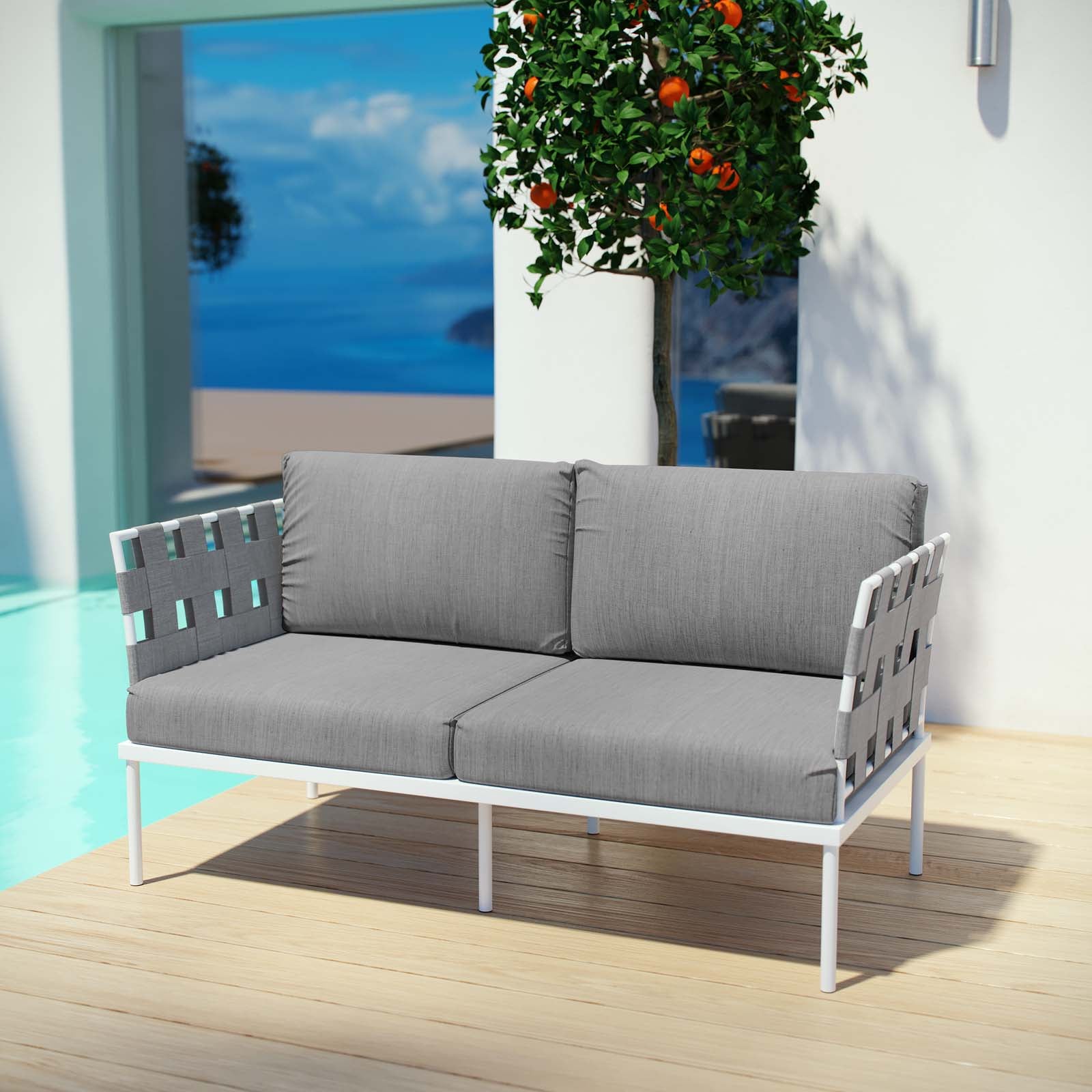 Harmony Outdoor Patio Aluminum Loveseat By HouseBean